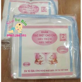 Khăn sữa kiba siêu thấm 2 lớp set 10 chiếc