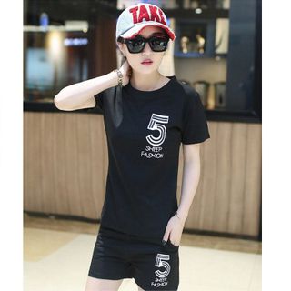 Bộ short thể thao cổ tròn sheep 5 đen