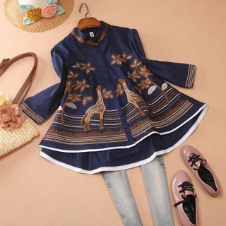 áo sơ mi rộng thêu con hươu a0460