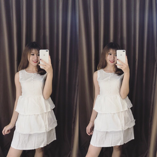 Đầm tầng xô nút ngực