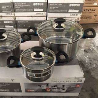 Bộ 3 nồi 2 đáy đẹp lung linh nhé đáy từ vung kính lẻ 530k -