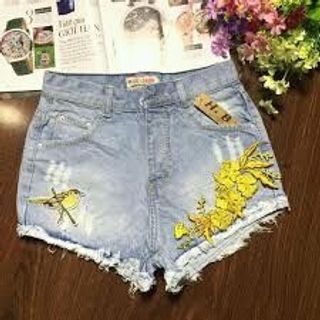 Short jean nữ họa tiết