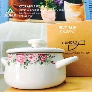 Nồi tráng men fujihoro - irvt-16w hoa văn hoa hồng