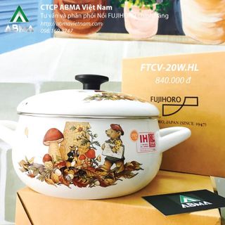 Nồi tráng men fujihoro - ftcv-20whl hoa văn con gấu