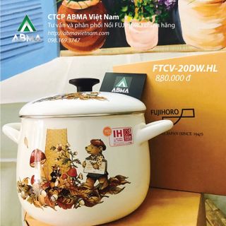 Nồi tráng men fujihoro - ftcv-20dwhl hoa văn con gấu