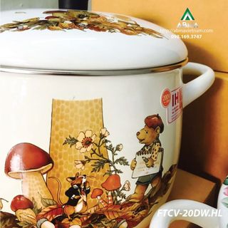 Nồi tráng men fujihoro - ftcv-20dwhl hoa văn con gấu