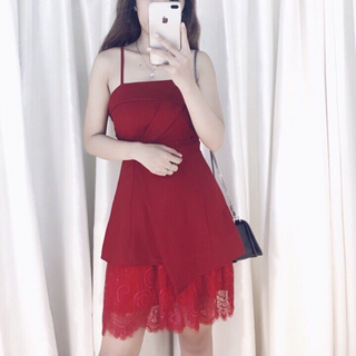 Đầm 2 dây phối ren