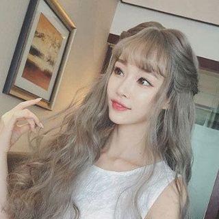 Tóc bạch kim xoăn mái thưa mhs35