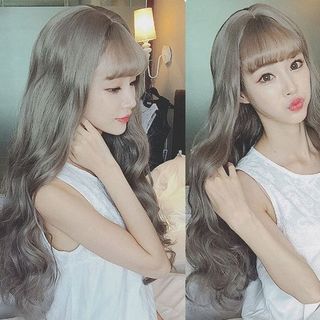 Tóc bạch kim xoăn mái thưa mhs35