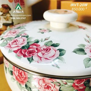 Nồi tráng men fujihoro - irvt -20w hoa văn hoa hồng