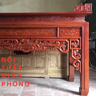 Án gian thờ gỗ gụ đục triện chân 10