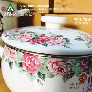 Nồi tráng men fujihoro - irvt-18w hoa văn hoa hồng