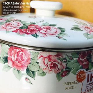 Nồi tráng men fujihoro - irvt-18w hoa văn hoa hồng
