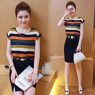 Sét áo phối màu chân váy