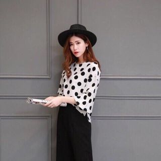 Set áo chấm bi quần ống loe