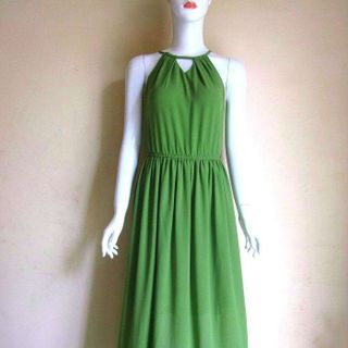 Đầm maxi yếm voan lụa 2 lớp