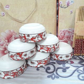 Bộ 6 chén đũa hoa văn