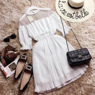 Đầm voan xếp li thời trang k061