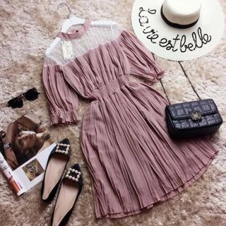 Đầm voan xếp li thời trang k061