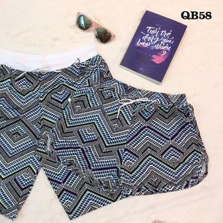 Qb58 quần đôi đi biển sọc ziczac xanh đen