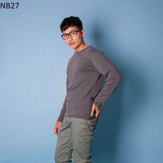 Nb27 áo thun nam tay dài xám chuột