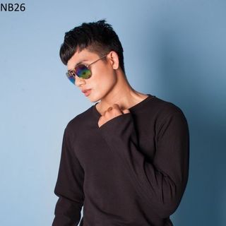 Nb26 áo thun nam tay dài đen trơn