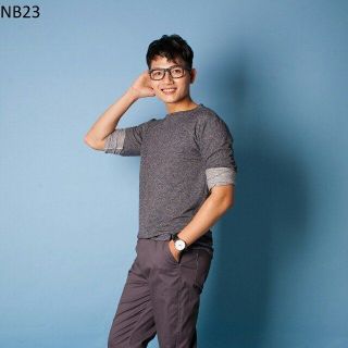 Nb23 áo thun nam tay dài xám đốm