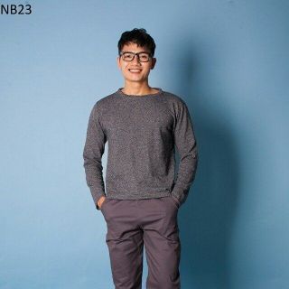 Nb23 áo thun nam tay dài xám đốm