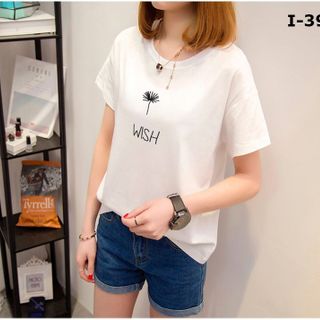 I-399 áo thun nữ tay ngắn chữ wish