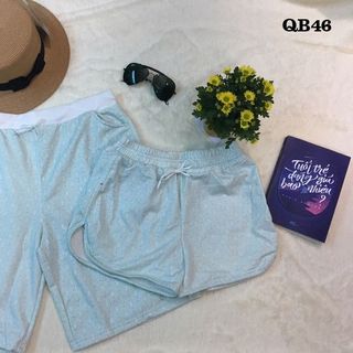 Qb46 quần đôi đi biển họa tiết màu xanh nhạt