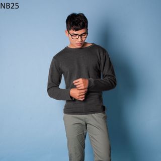 Nb25 áo thun nam tay dài xám đen