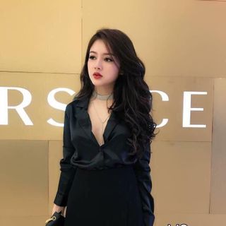 Set áo cổ vest váy đắp chéo