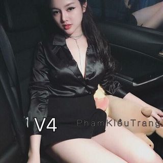 Set áo cổ vest váy đắp chéo