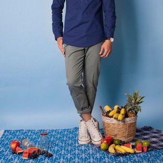 Sm3265 áo sơ mi nam tay dài cổ trụ xanh đen