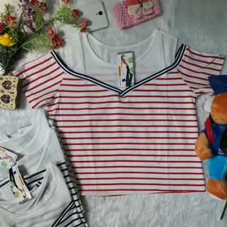 Áo rớt vai sọc ngang