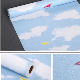 Decal giấy dán tường mây trời xanh