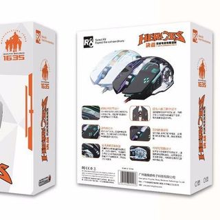 Chuột R8 1635 chuyên game USB có LED 7 màu dây dù siêu bền đẹp