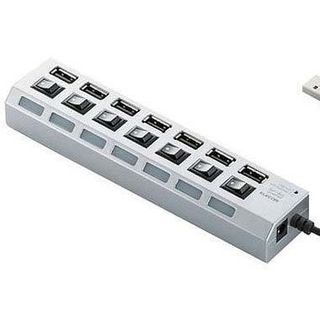 Hub chia 7 cổng USB ổ điện kèm công tắc và đèn báo trên mỗi cổng