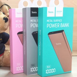 Sạc dự phòng hoco 10000mAh B16 siêu mỏng lõi polimer vỏ kim loại giá sỉ