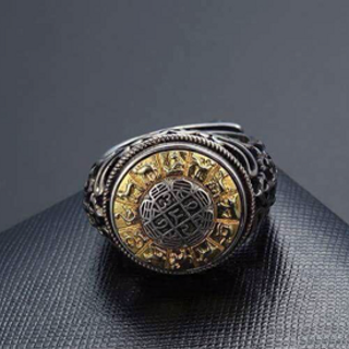 Nhẫn Bạc 12 Con Giáp mạ vàng 18k