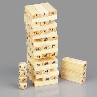 BỘ ĐỒ CHƠI RÚT GỖ WISS TOY GỒM 54 THANH GỖ VÀ 4 XÚC XẮC