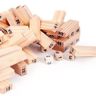 BỘ ĐỒ CHƠI RÚT GỖ WISS TOY GỒM 54 THANH GỖ VÀ 4 XÚC XẮC