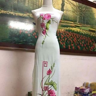 vải áo dài thêu Lam Hiên