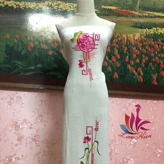 vải áo dài thêu Lam Hiên
