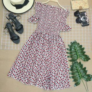 Váy hoa bẹt vai