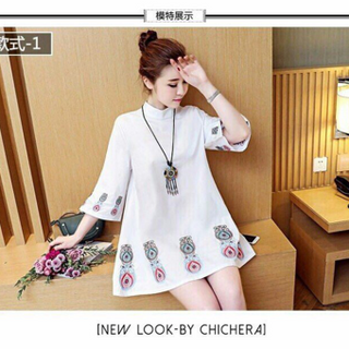 đầm suông tay lửng in hoa