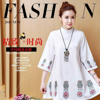 đầm suông tay lửng in hoa
