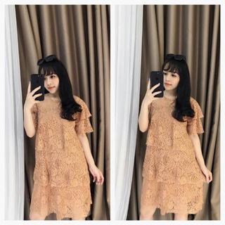 đầm suông tay con ren