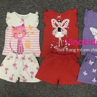 Đồ bộ bé gái sát nách cotton giá sỉ