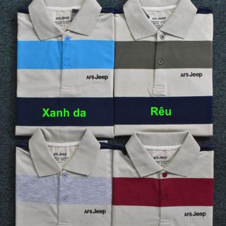 Áo thun cổ bẻ Sọc Jeep Nam